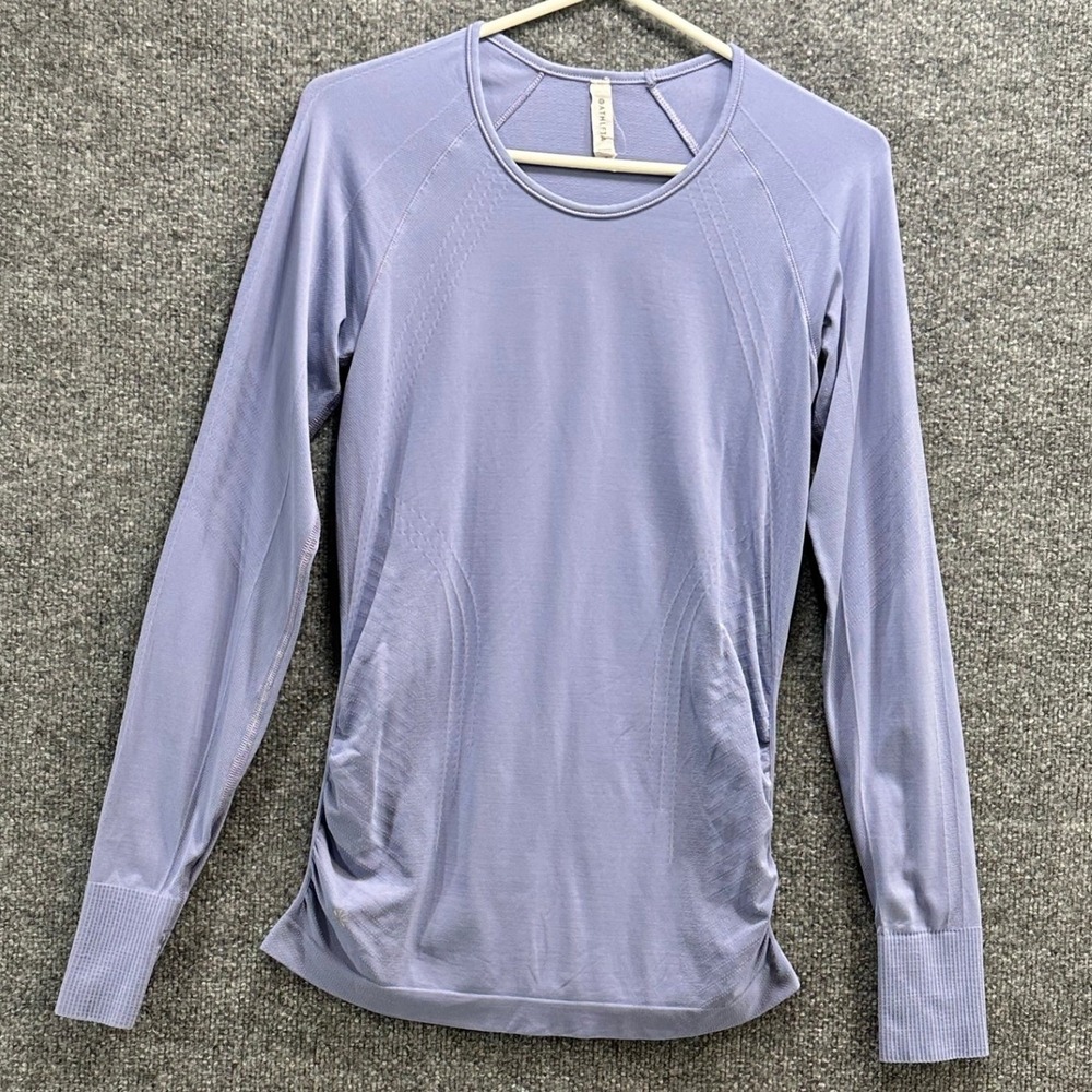 Athleta Speedlight Long Sleeve Periwinkle Purple Seamless Running Top Small